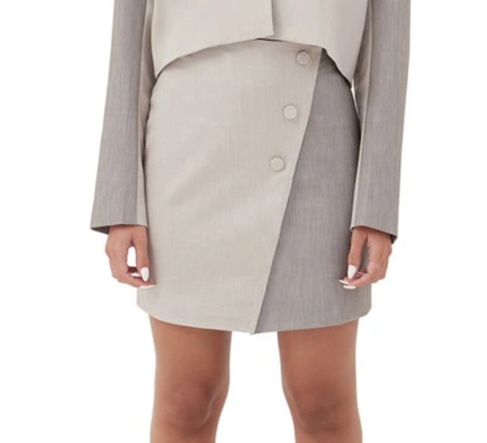 4th & Reckless x Jourdan Sloane Cala 2-Tone Mini skirt beige gray diagonal large